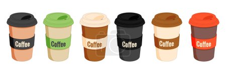 Set of coffee paper cup. Hot drink vector illustration design	