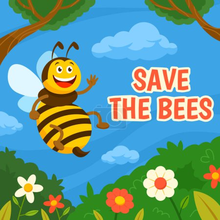Téléchargez les illustrations : Campagne de sensibilisation à la protection de l'habitat des abeilles. - en licence libre de droit