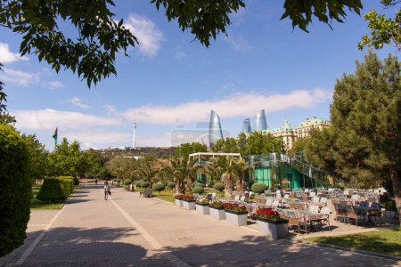 Photo for Baku. Azerbaijan. 05.27.2021. Seaside park boulevard in the city center. - Royalty Free Image