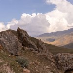  Large boulders from rocks on high mountains. Guba region. Azerbaijan. 