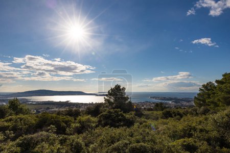 Photo for View of the Etang de Thau from the Gardiole massif in Frontignan - Royalty Free Image