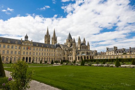 View of the Abbaye-aux-Hommes and the Caen City Hall from the Esplanade Jean-Marie Louvel