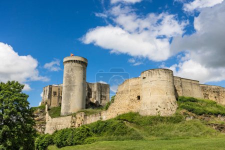 Vue ensoleillée sur le château de Guillaume le Conquérant à Falaise