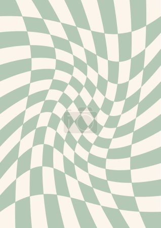 Ilustración de Tablero de ajedrez retro groovy 70 90 textura fondo. Tablero hippie vintage vibrante, ondas, patrón de malla. Ilustración psicodélica vectorial en estilo Y2k - Imagen libre de derechos