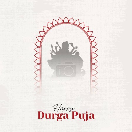 Illustration for Happy Durga Puja Illustrations, Durga Face, Happy Navratri, Dussehra - Royalty Free Image