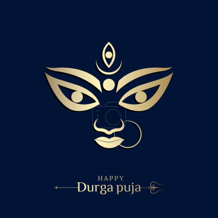 Ilustración de Durga cara ilustración para el festival de puja durga - Imagen libre de derechos
