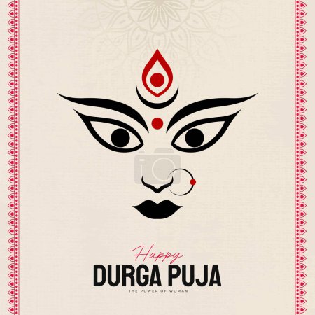 Téléchargez les illustrations : Jolies illustrations de Durga puja. Durga Face. Subh Navratri - en licence libre de droit