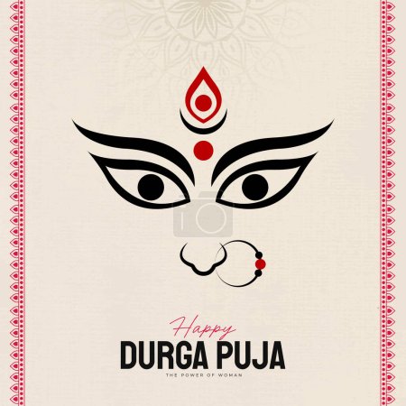 Téléchargez les illustrations : Jolies illustrations de Durga puja. Durga Face. Subh Navratri - en licence libre de droit