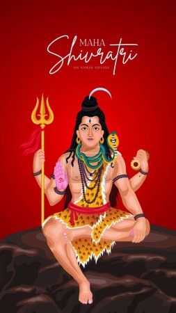 Illustration for Happy Maha Shivratri | Maha Shivaratri Wishes | Happy Maha Shivratri Social Media Post | Shivratri Web Banner, Story, Print - Royalty Free Image