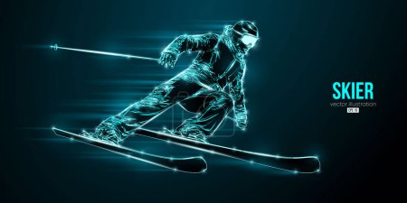 Ilustración de La silueta abstracta del esquí sobre el fondo negro. El esquiador haciendo un truco. Ilustración Vector tallado - Imagen libre de derechos