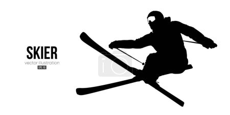 Abstrakte Silhouette eines Skifahrers auf weißem Hintergrund. Der Skifahrer macht einen Trick. Schnitzen Vektor Illustration