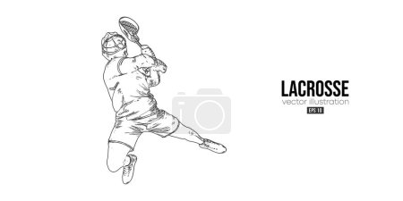 Ilustración de Abstract silhouette of a lacrosse player on white background. Lacrosse player man are throws the ball. Vector illustration - Imagen libre de derechos