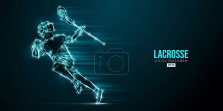 Ilustración de Abstract silhouette of a lacrosse player on black background. Lacrosse player man are throws the ball. Vector illustration - Imagen libre de derechos