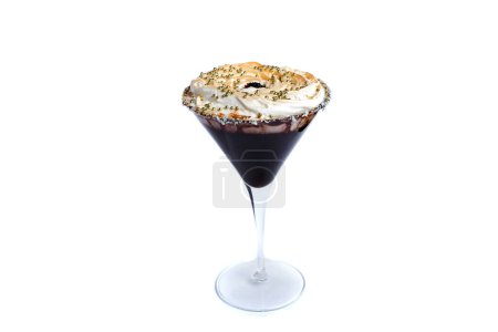Photo for Coffee mocha milkshake with cookies and cream. Sweet  cocktail. On white background. - Royalty Free Image