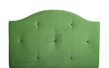 Téléchargez les photos : Tête de lit en velours doux vert pastel avec strass strass cristal strass, isolée sur fond blanc, vue de face - en image libre de droit
