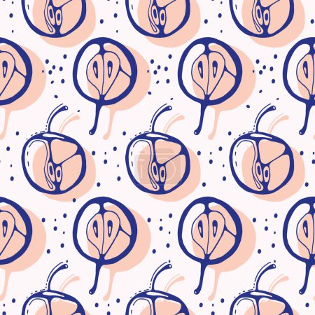 Téléchargez les illustrations : Seamless pattern with hand drawn apples. Hand drawn sketch of apples. Apple background. - en licence libre de droit