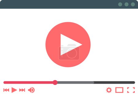 Illustration for Web Template and Elements for site form of watching online video on computer. Movie Player Form. Video Player UI UX Web Template - Royalty Free Image