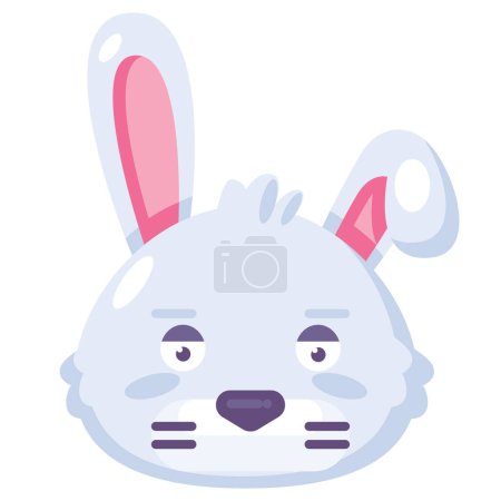 Illustration for Rabbit pocker face neutral expression emoji vector. Wild fuzzy bunny animal simple with open eyes and closed mouth. Comic smile with deadpan sense of humor emotion. Emoticon flat cartoon illustration - Royalty Free Image