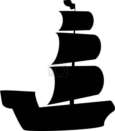 Téléchargez les illustrations : Icône de silhouette du navire pour la journée Columbus - en licence libre de droit