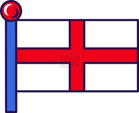 Téléchargez les illustrations : England patriot symbolic flag on flagstaff vector. Constituent country of united kingdom national, official and patriotic symbol of freedom. Territory traditional insignia flat cartoon illustration - en licence libre de droit
