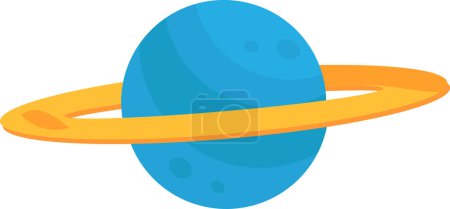 Téléchargez les illustrations : Planète Gaz géant Saturne avec anneau autour. Étude des objets astronomiques, des planètes dans les cours d'astronomie à l'école et dans les établissements d'enseignement supérieur. Icône vectorielle plate de couleur simple isolée sur blanc - en licence libre de droit