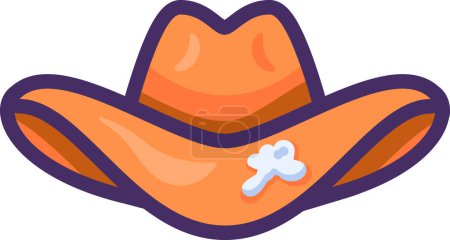Illustration for Old soiled crumpled cowboy hat. Items out of use and subject to disposal. Recycling of textile industrial products. Simple cartoon outline vector icon isolated on white background - Royalty Free Image