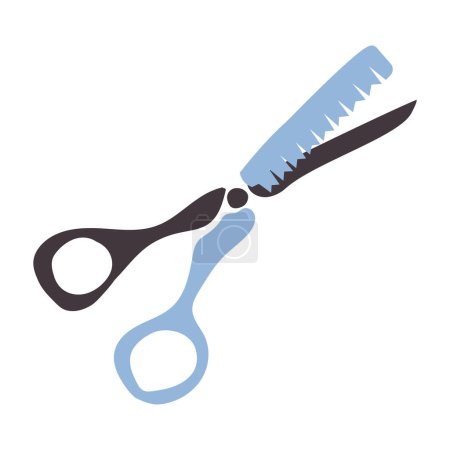 Illustration for Beauty service thinning scissors. Professional scissors for hair thinning. Beauty care item in spa salon. Vector isolated on white background - Royalty Free Image