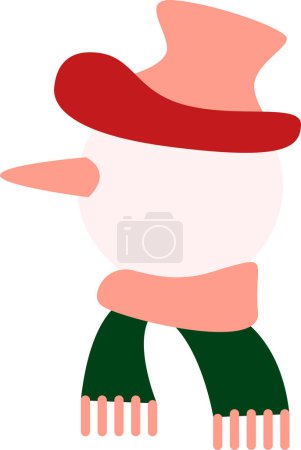 Téléchargez les illustrations : Tête de bonhomme de neige Red Green Pop Art en vêtements d'hiver. Icône de vacances Flat Snowman Head. Élément d'événement de Noël. Icône simple vecteur plat isolé sur fond blanc - en licence libre de droit