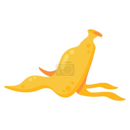 Illustration for Sorting food waste. Yellow banana peel. Leftovers and scraps of food. Flat icon, element for infographics design. Simple cartoon flat vector isolated on white background - Royalty Free Image