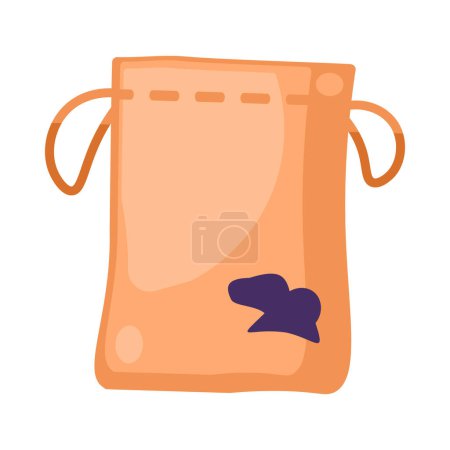 Sorting old unwanted clothes. Old fabric bag for clothes. Items out of use and fabric to disposal. Recycling of textile industrial products. Simple cartoon flat vector icon isolated on white back