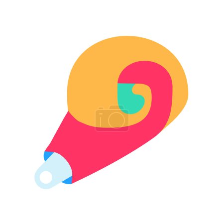 Flötenparty-Krachmacher, der sich zu einem spiralförmigen Geburtstagssymbol entfaltet. Einfacher Stil festliche Flöte Spielzeug Geräuschmacher für die Gestaltung von Kinder-Entertainment-Center. Farbstreichsymbol isoliert auf weißem Hintergrund