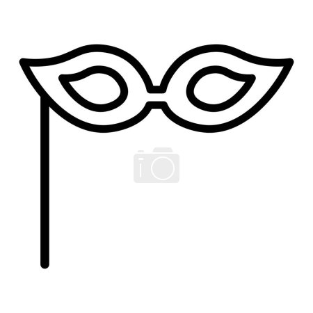 Carnival women mask cat look, birthday party symbol. Outline of festive cat look mask for design of children entertainment center. Simple linear icon isolated on white background