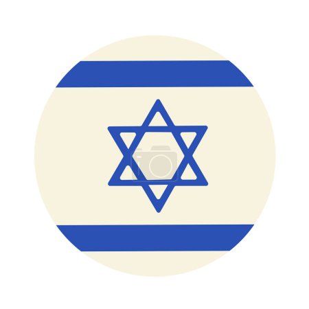 Illustration for Round sticker decal in colors of Israel flag. Festive solid milk element, attribute of Jewish holiday. Cartoon flat vector icon in national colors of Israel flag isolated on white background - Royalty Free Image