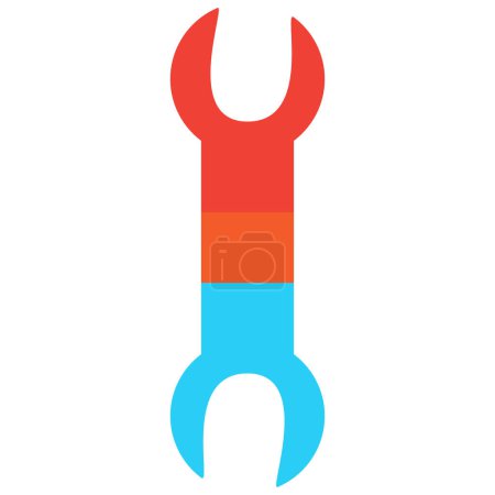 Double sided wrench for tightening nuts and threaded connections. Construction professional tools and equipment of highly qualified specialist. Simple flat vector isolated on white background