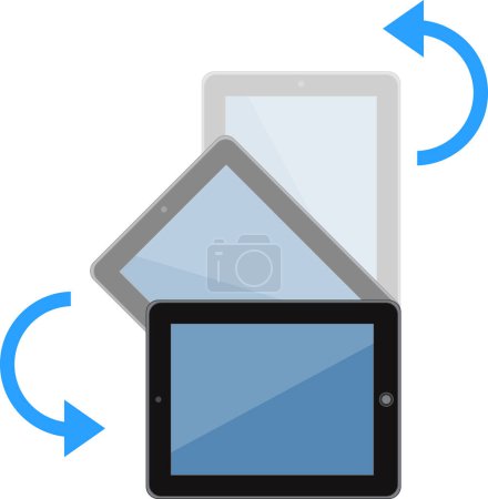 Tablet-PC-Bildschirm drehen. Einfache visuelle Anleitung zur Verwendung Ihres digitalen Tablets zur horizontalen Drehung des Bildes. Flacher Vektor isoliert auf weißem Hintergrund