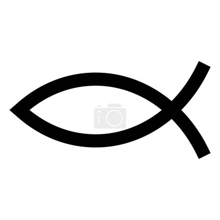 Ichthys mystical religious symbol. Spiritual christian religious sign of traditional culture of worship and veneration. Simple black and white vector isolated on white background