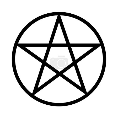 Estrella pentagrama místico símbolo religioso. Signo espiritual oculto de la cultura tradicional de culto y veneración. Simple vector blanco y negro aislado sobre fondo blanco