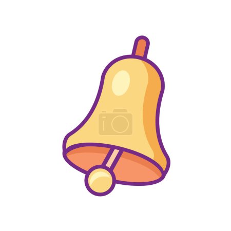 Ringing golden church bell. Bright minimalistic illustration for design of festive Easter banner. Cartoon vector element in thin stroke isolated on white background