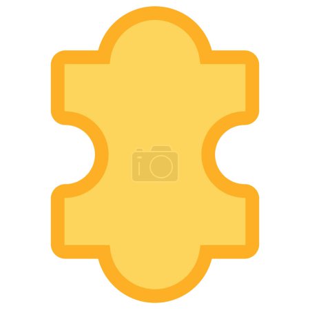 Illustration for Yellow puzzle piece icon. Jigsaw connection, business process stroked flat element for modern and retro design. Simple color vector pictogram isolated on white background - Royalty Free Image