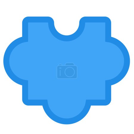 Icône pièce puzzle bleu. Pièce de jouet de puzzle, élément plat caressé par processus d'affaires pour un design moderne et rétro. Pictogramme vectoriel de couleur simple isolé sur fond blanc