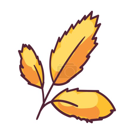 Das Laub der Herbstesche streichelte die Illustration. Baumblatt, Herbarium. Einfache Karikatur mehrfarbige Vektorhand isoliert auf weißem Hintergrund gezeichnet