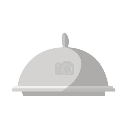 Flat cartoon restaurant serving platter icon