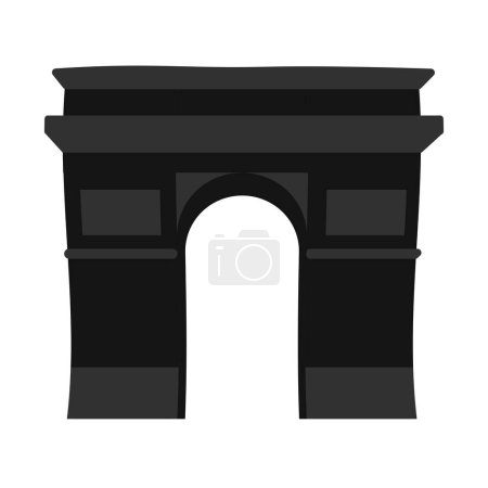Illustration for Flat cartoon black Arc de Triomphe icon - Royalty Free Image
