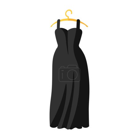 Illustration for Flat cartoon black female dress icon - Royalty Free Image