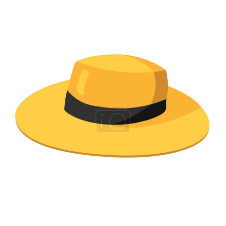 Icono de sombrero de verano amarillo de dibujos animados plana