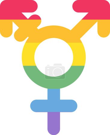 Rainbow Gender Transgender Zeichen in Regenbogenfarben. LGBT-Party-Symbol für die Gestaltung von Karten oder Einladungen. Mehrfarbiges Vektorsymbol isoliert auf weißem Hintergrund