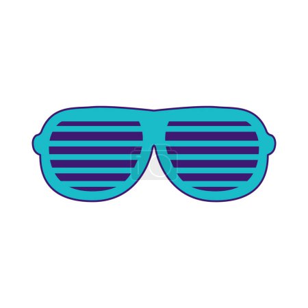 Strandbrillen. Modische Strandsonnenbrille mit horizontalem Raster. Sommerurlaub-Ikone. Einfaches Stroke Vector Element isoliert auf weißem Hintergrund