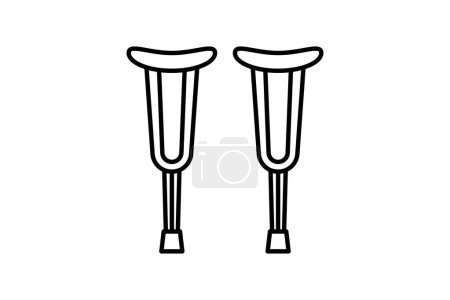 Illustration for Axillary Crutches icon. Icon related to medical tools. line icon style. Simple vector design editable - Royalty Free Image