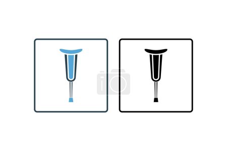 Illustration for Axillary Crutches icon. Icon related to medical tools. solid icon style. Simple vector design editable - Royalty Free Image