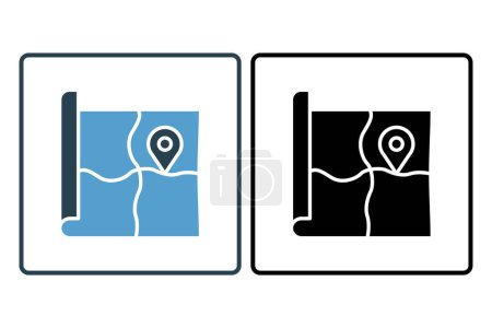 Ilustración de Mapa de la propiedad Icono. plan de ubicación con pin. Icono relacionado con bienes raíces. adecuado para el sitio web, aplicación, interfaces de usuario, imprimible, etc. Estilo de icono sólido. Diseño vectorial simple editable - Imagen libre de derechos